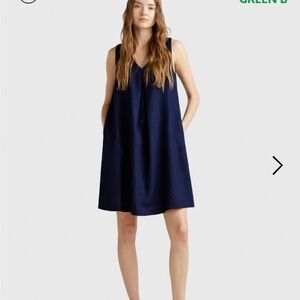 United Colors Of Benetton Sleeveless Dress in Pure Linen
